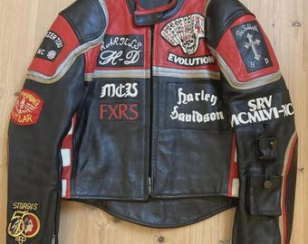 Leren Harley-Davidson motorjas Harley Davidson MCU FXRS Evolution For Bikers gemaakt met hoogwaardig premium rundleer CADEAU