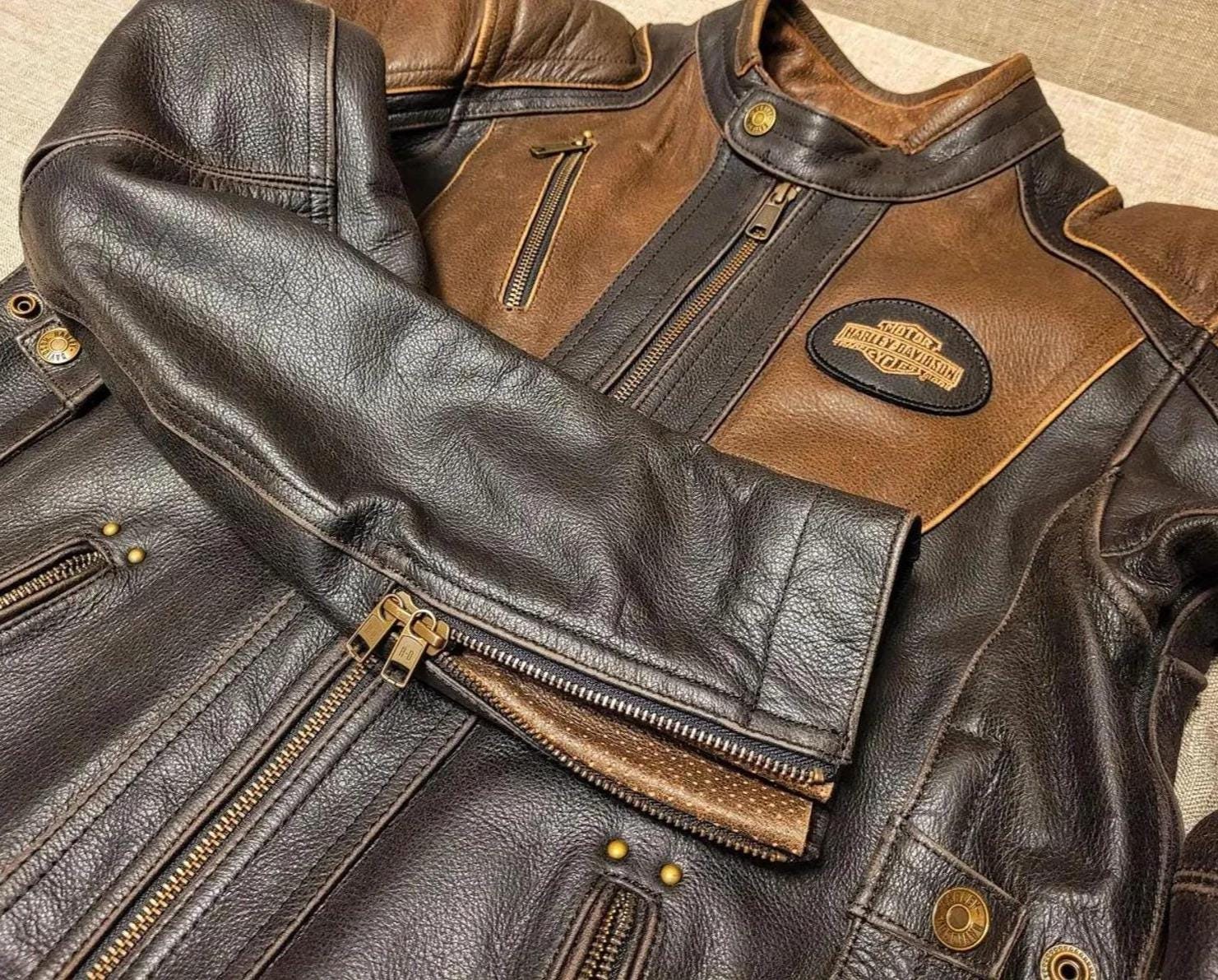 Brown Harley Davidson Leather Jacket - Etsy