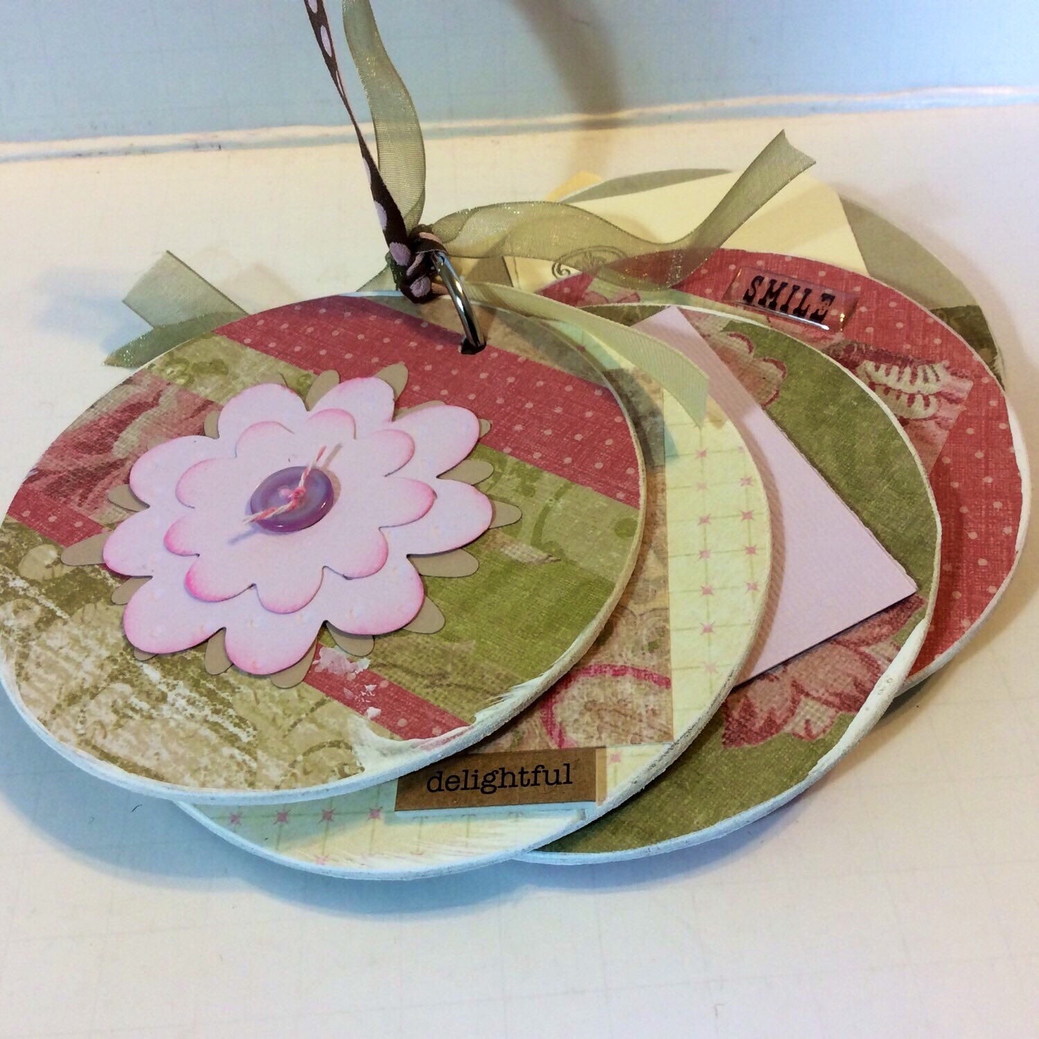 Flower scrapbook chipboard mini album hostess gift thank you Etsy