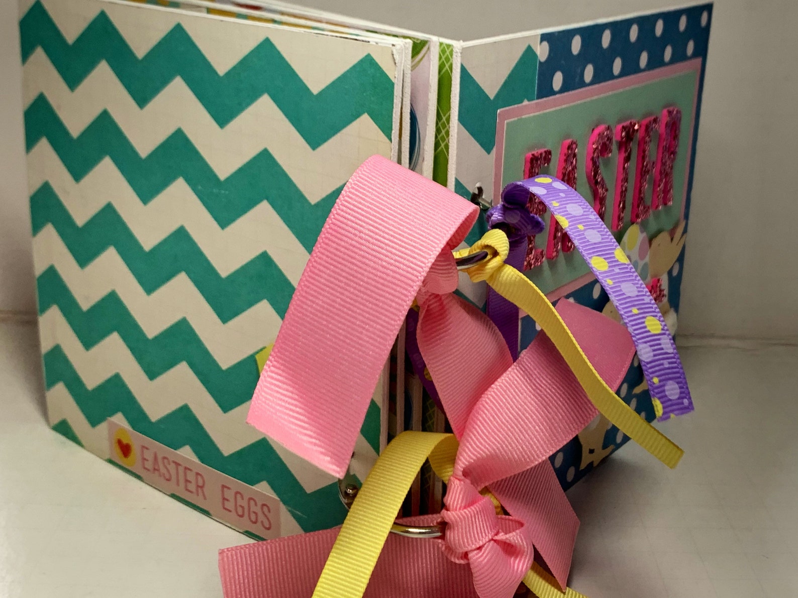 Easter Scrapbook Premade Pages Chipboard Book- 5 1/2 X 5 1/2 Mini Album ...
