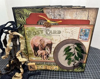African Safari Scrapbook Vacation Mini Album 6x6 elephants