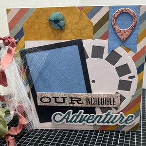Travel scrapbook Premade pages Chipboard vacation - 6x6  adventure