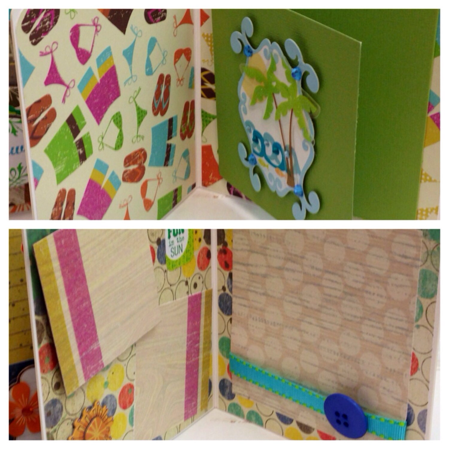 Summer Scrapbook Premade Pages Chipboard Book- 5x5 Album Summer, Beach ...