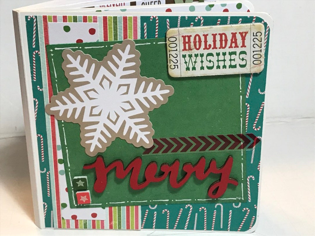 Christmas Mini Album Scrapbook Premade Pages Chipboard Book- 5 X 5 ...