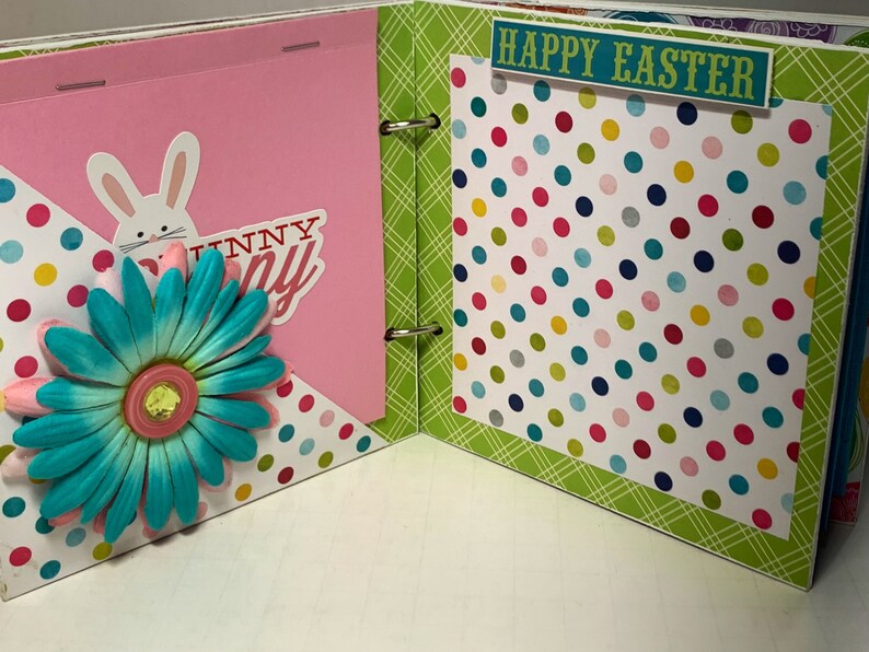 Easter Scrapbook Premade Pages Chipboard Book- 5 1/2 X 5 1/2 Mini Album ...