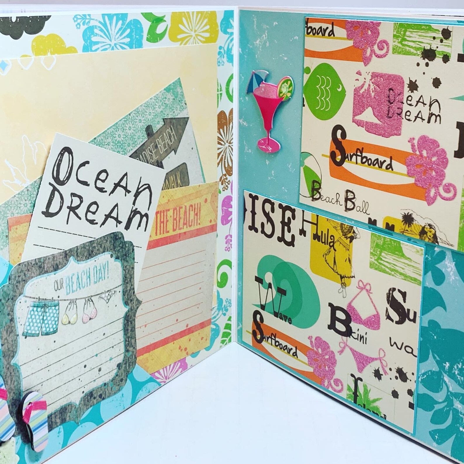 Vacation Scrapbook Premade Pages Chipboard Hawaii Beach - 8 X 8 Summer ...