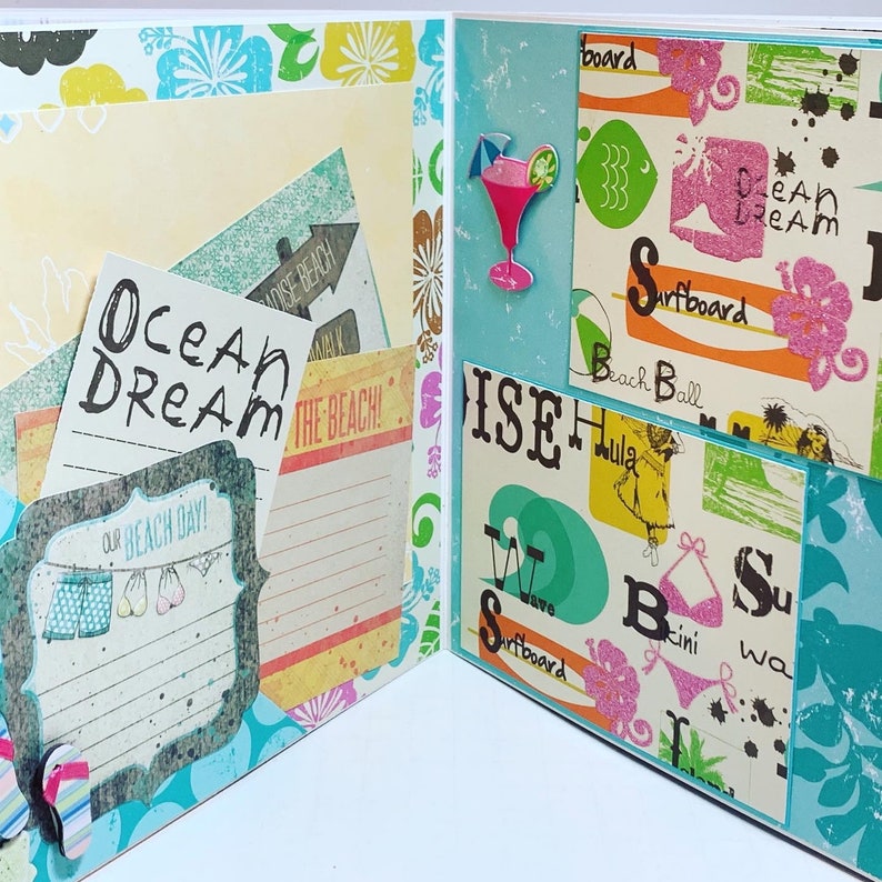 Vacation Scrapbook Premade Pages Chipboard Hawaii Beach - 8 X 8 Summer ...