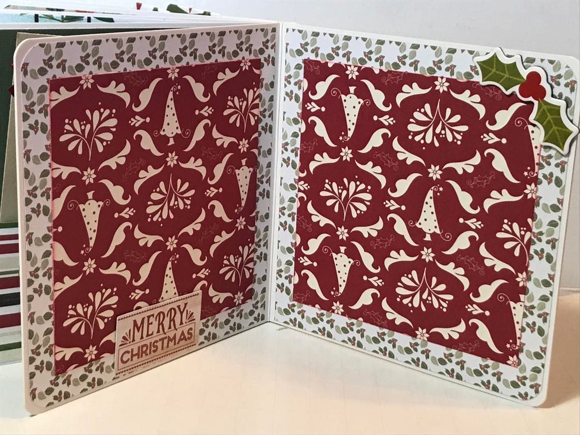 Christmas Scrapbook Premade Pages Chipboard Book- 5 X 5 Scrapbook Album ...