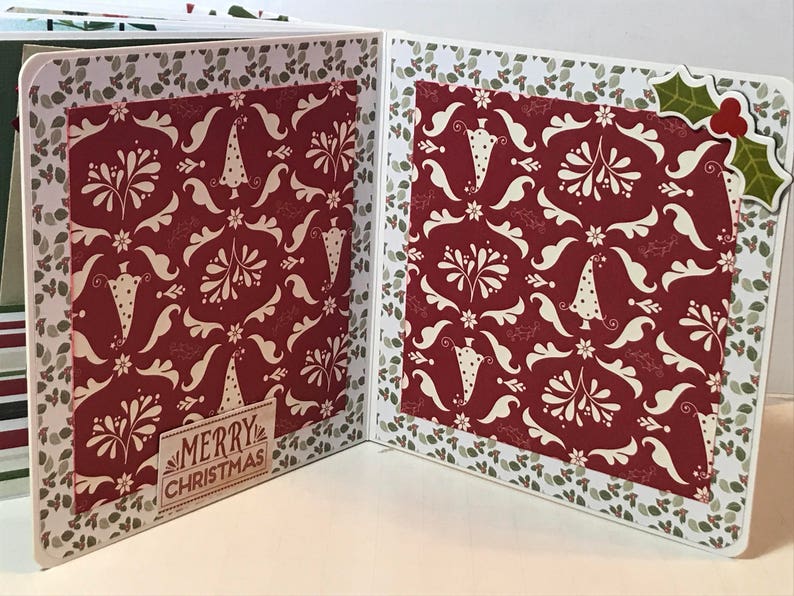 Christmas Scrapbook Premade Pages Chipboard Book- 5 X 5 Scrapbook Album ...