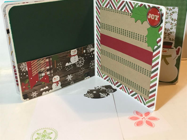 Christmas Scrapbook Premade Pages Chipboard Book- 5 X 5 Scrapbook Album ...