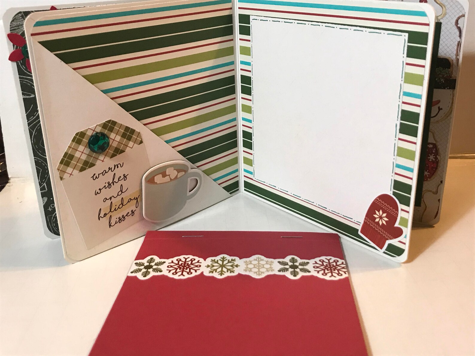 Christmas Scrapbook Premade Pages Chipboard Book- 5 X 5 Scrapbook Album ...