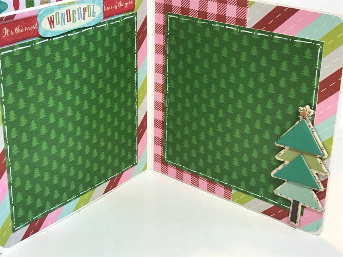 Christmas Mini Album Scrapbook Premade Pages Chipboard Book- 5 X 5 ...