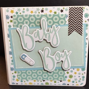 Baby Boy scrapbook premade chipboard Board Book mini album - 5x5