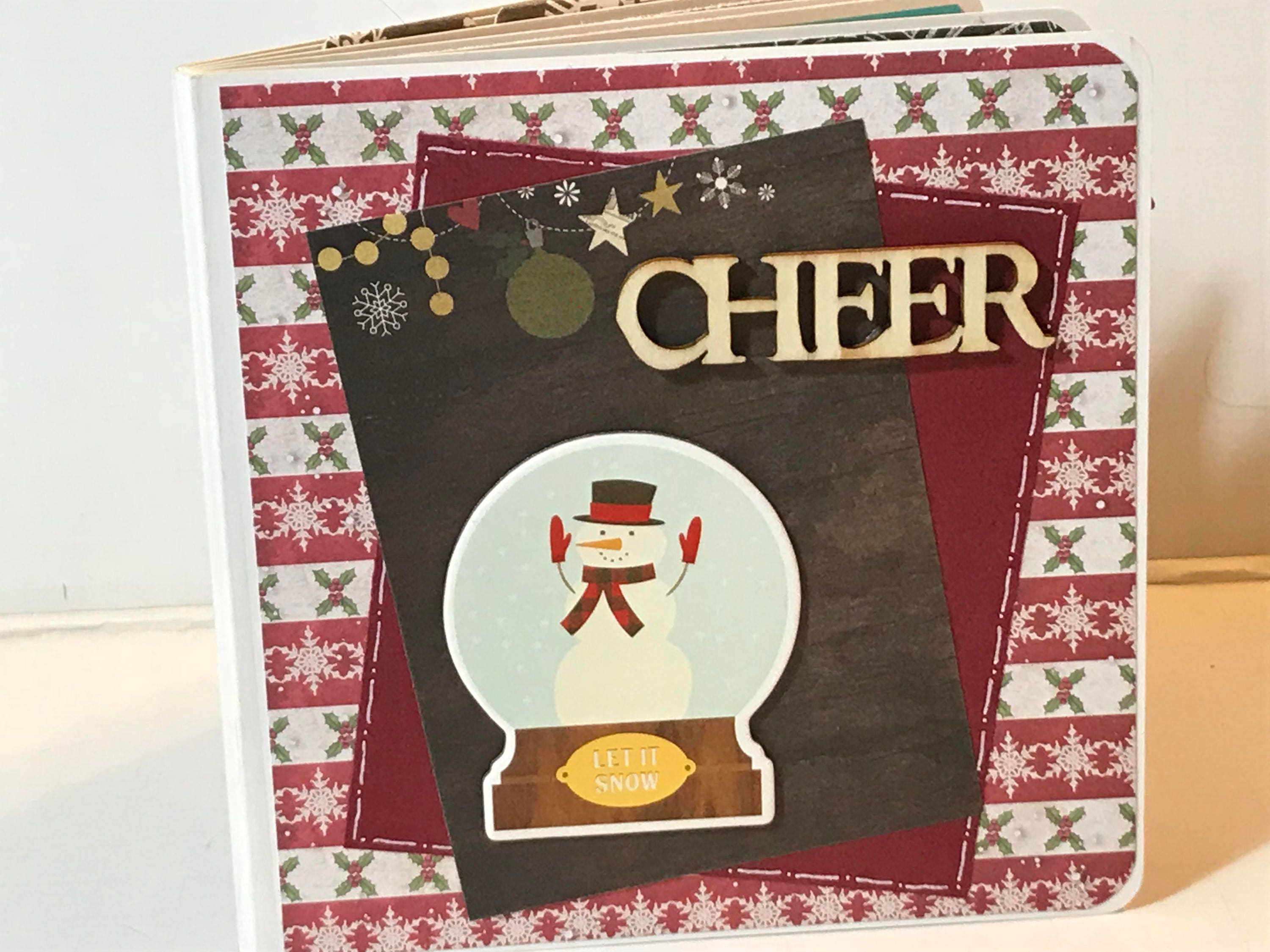 Christmas Scrapbook Premade Pages Chipboard Book- 5 X 5 Scrapbook Album ...