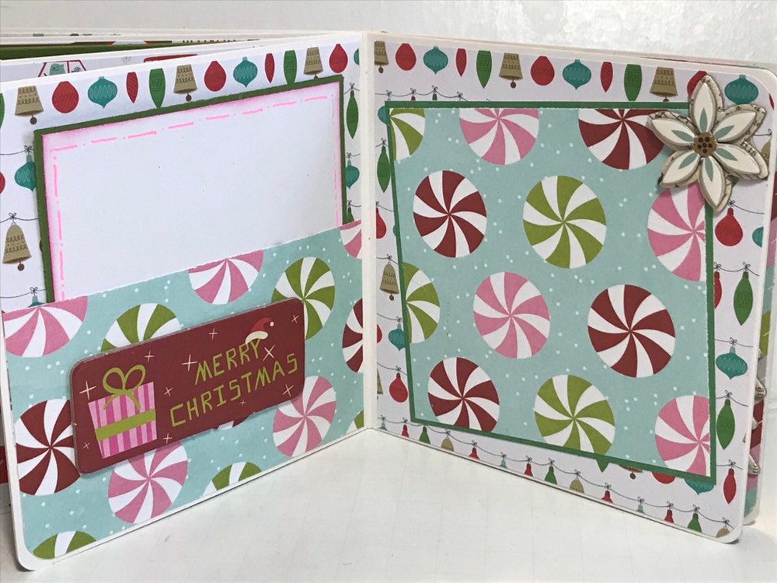 Christmas Mini Album Scrapbook Premade Pages Chipboard Book- 5 X 5 ...