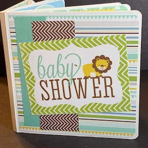 Baby Shower Boy scrapbook premade chipboard Board Book mini album - 5x5