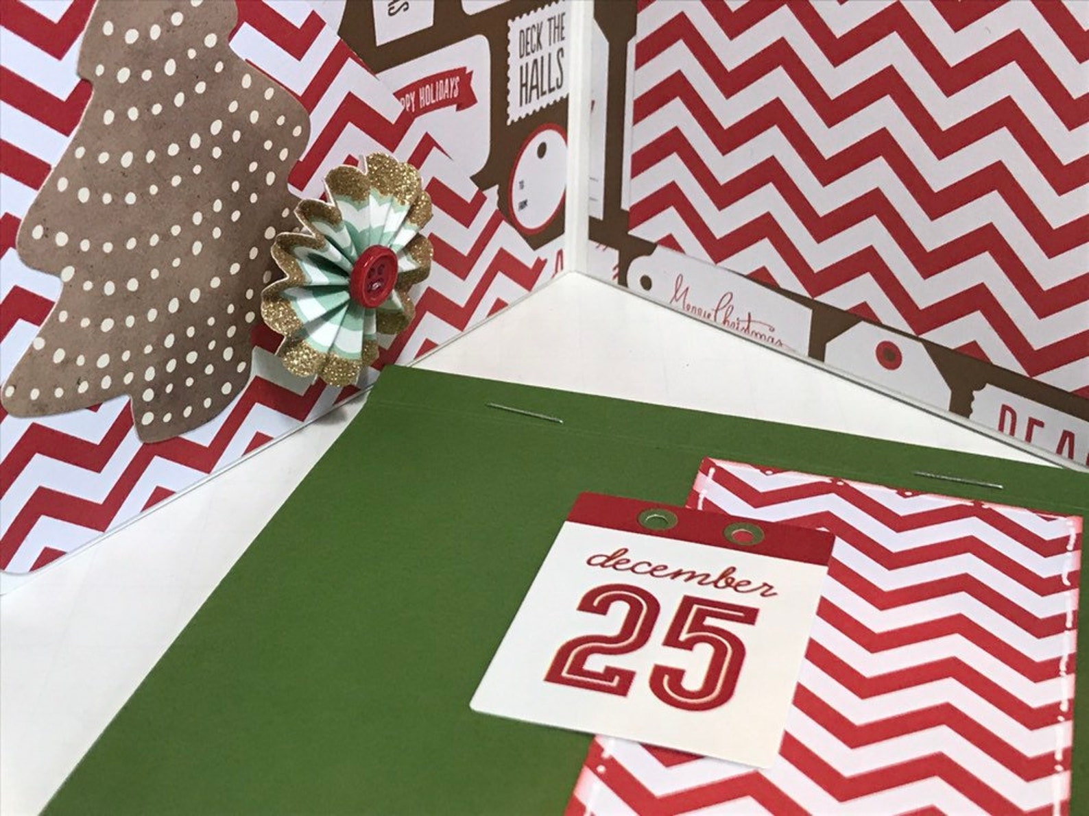 Christmas Mini Album Scrapbook Premade Pages Chipboard Book- 5 X 5 ...