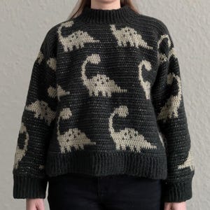 Patrón de crochet en PDF para el suéter de dinosaurio Jonas
