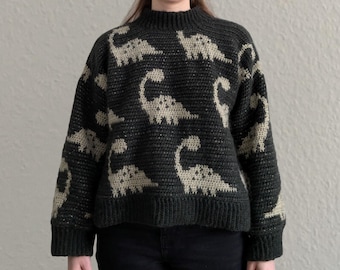 Patrón de crochet en PDF para el suéter de dinosaurio Jonas