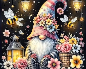 Set di pittura a diamante con ape nana e fiore