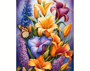Kit per pittura a diamante con immagine di fiori