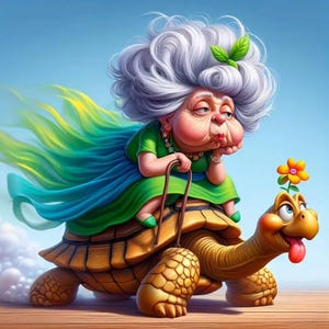 Kit de pintura de diamantes con dibujo de abuela montando tortuga, taladros acrílicos redondos, decoración de pared con arte de diamantes 3D, juego de manualidades DIY para sala de estar