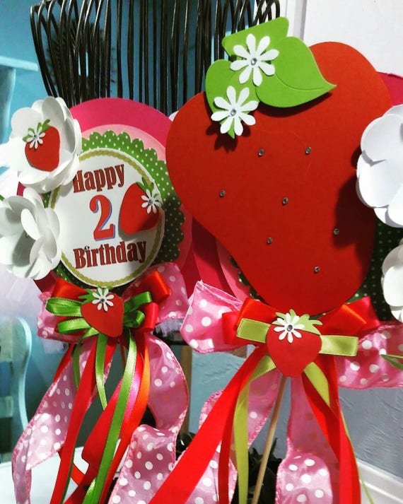 Personalize Strawberry Wood Stick Centerpieces 2 Count Etsy