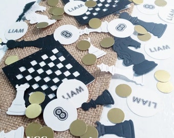 300 Personalize Chess Confetti, Milestone Birthday, Casino Birthday Party