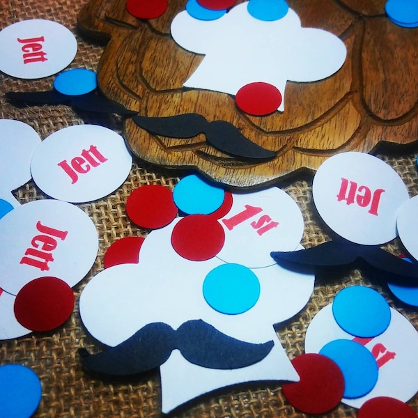 300 Personalize Little Chef's Hat and Mustache Confetti, Little Chef's Party, Pizza Party, Birthday, Baby Shower, Personalize