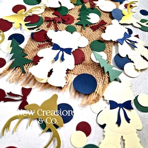 Christmas Confetti: Bear, Reindeer, Bow, Tree, Traditional Colors- 150 Count