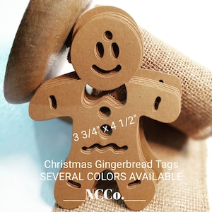 20 Gingerbread Man Gift Tags- Holiday Gift Tags- Gingerbread Man DIY tags- Christmas Cardstock Tags