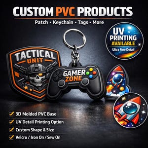 Individueller 3D Moulded PVC Patch - UV gedrucktes Logo, Klett- / Aufnäheroption