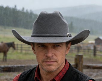Wide Brim Wool Cowboy Hat | Stiff Rolled Brim Cattleman Hat | Handmade Western Style Hat for Men & Women