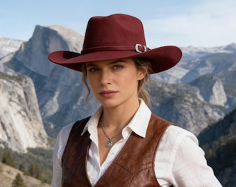 Western Wool Cowboy Hat | Handmade Cattleman Hat with Stiff Brim | Classic Cowboy Style