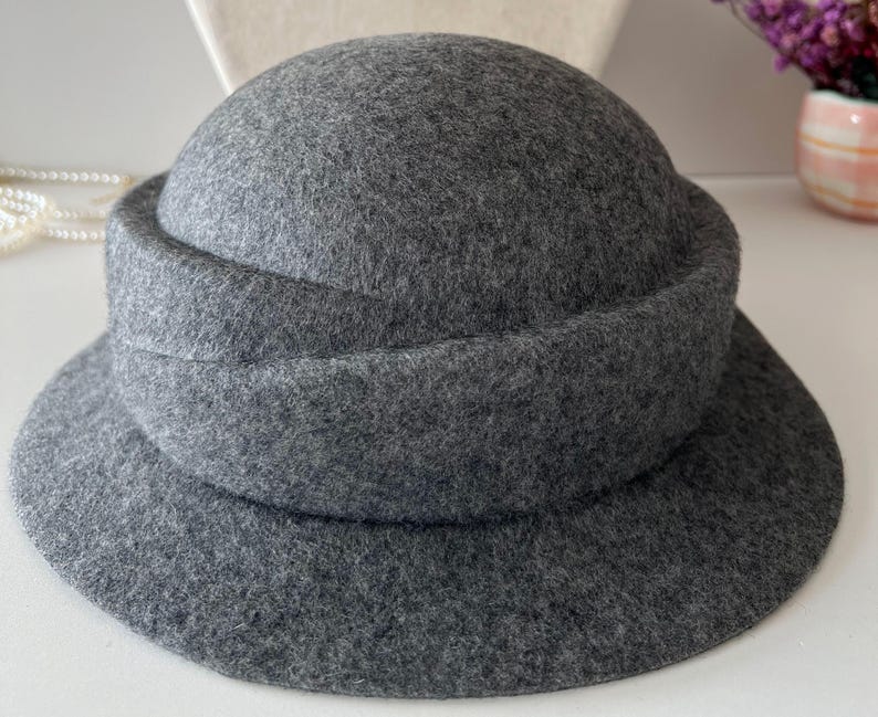 Wool Felt Hat for Women Elegant Vintage Fedora hat Spring Short-Brimmed Rose Hat Wedding Hat Church Formal Hat Pillbox Hat For Women image 14