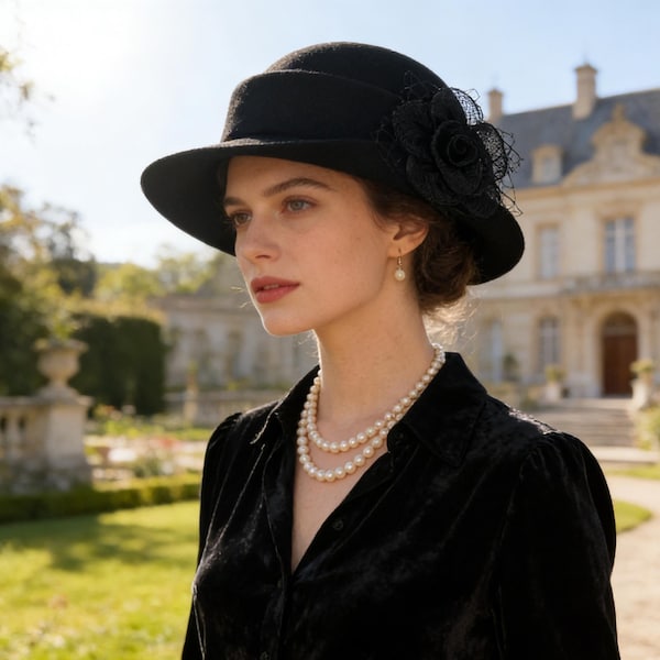 Wool Felt Hat for Women Elegant Vintage Fedora hat Spring Short-Brimmed Rose Hat Wedding Hat Church Formal Hat Pillbox Hat For Women