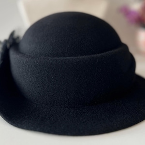 Wool Felt Hat for Women Elegant Vintage Fedora hat Spring Short-Brimmed Rose Hat Wedding Hat Church Formal Hat Vintage Cloche Hat image 15