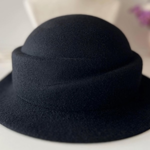 Wool Felt Hat for Women Elegant Vintage Fedora hat Spring Short-Brimmed Rose Hat Wedding Hat Church Formal Hat Pillbox Hat For Women image 6