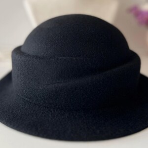 Wool Felt Hat for Women Elegant Vintage Fedora hat Spring Short-Brimmed Rose Hat Wedding Hat Church Formal Hat Vintage Cloche Hat image 14