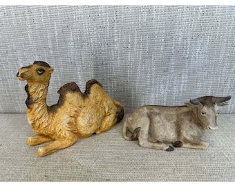 Vintage Meissen Style Porcelain Nativity Camel and Ox Set 017-1