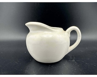 Vintage White Ceramic Creamer Pitcher Small Round Milk Jug 06.