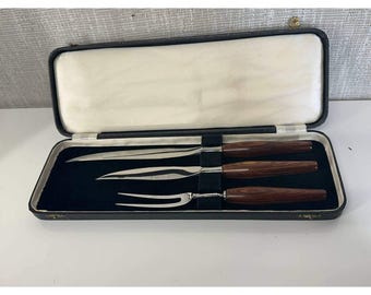 Westall Richardson Sheffield England Carving Set Wood Handles 3pc 053 (46)