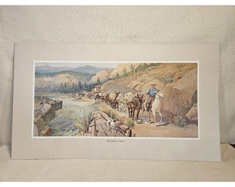 Vintage Western Lithograph Prints Set – Pioneer & Frontier Scenes 014489