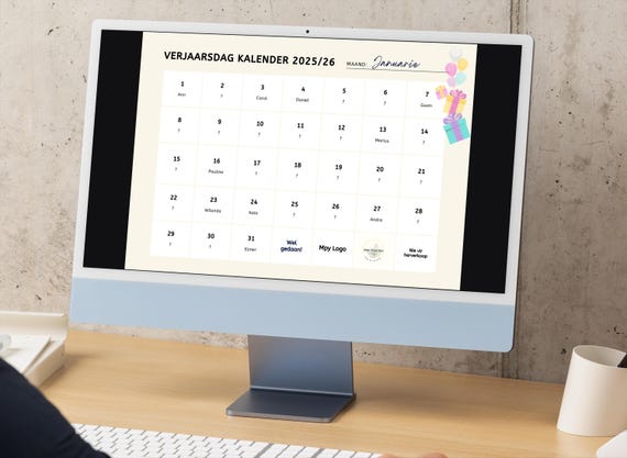 Afrikaans Printable Birthday Calendar: Canva Template (Digital Download)