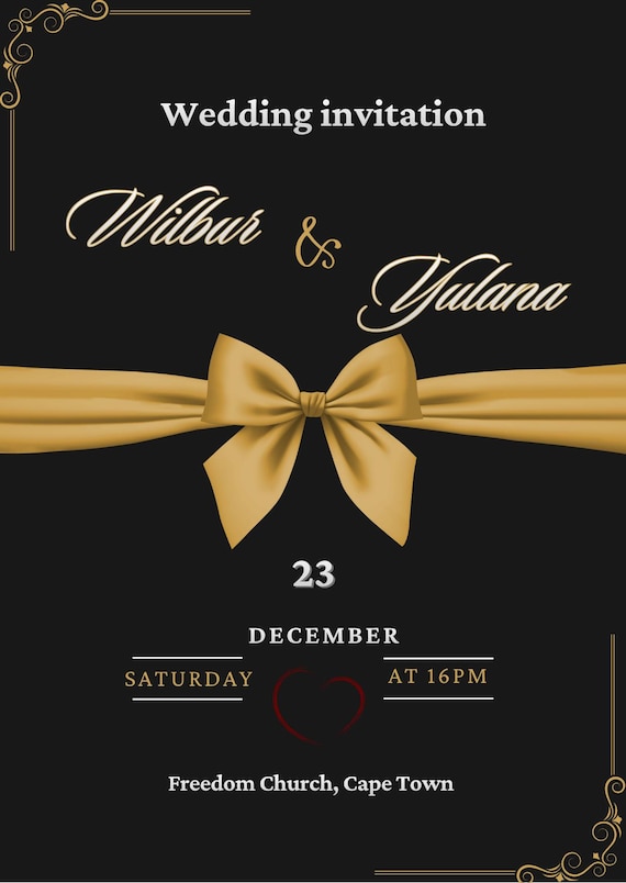 Digital Wedding Invitation Card, Editable Template (Canva)