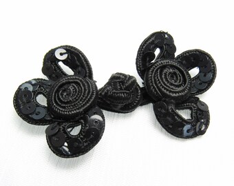 FROG CLOSURE Set of 2 Metallic Silver 3/" wide x 2/" height