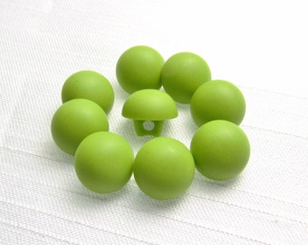 Yellow Green Domes: 3/8" (9mm) Half-Ball Buttons • Set of 9 Vintage New Old Stock Matching Buttons