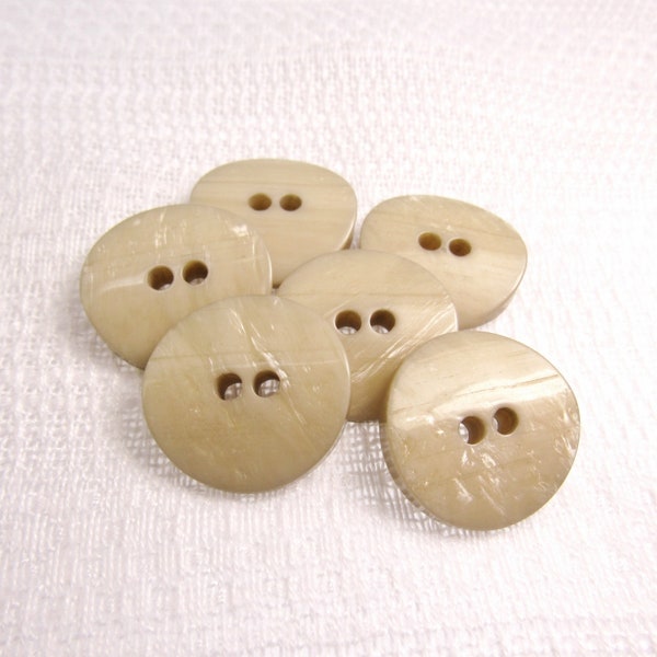 Pearlized Ecru: 3/4" (19mm) Shaped Buttons • Set of 6 New / Unused Buttons