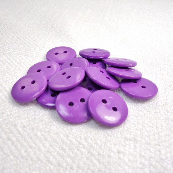 Simple, Bold Lavender: 5/8" (15mm) Purple Buttons • Set of 15 New / Unused Matching Buttons