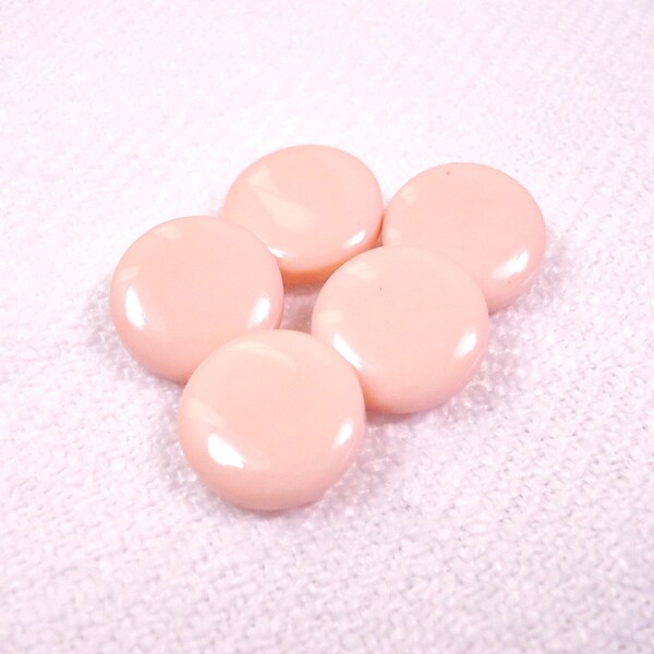 Pale Peach-Pink: 1/2" (13mm) Glossy Buttons • Set of 5 New Old Stock Matching Buttons